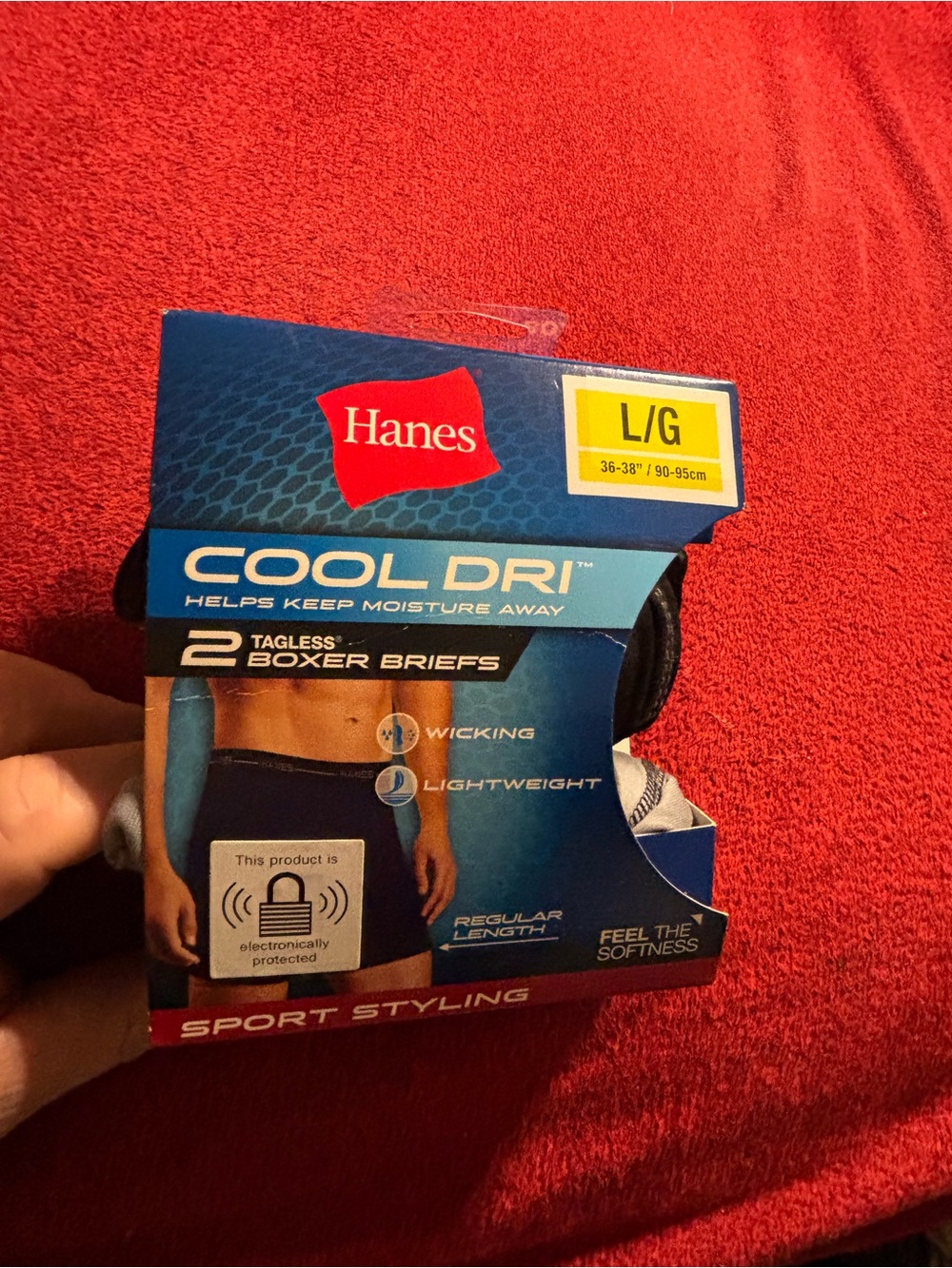 Hanes Men’s Cool Dri Black Boxer Briefs - Large (2 Pack) new
